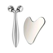 Ferramenta Facial Gua Sha Em Aço Inoxidável Com Massageador De Olhos 3D E Conjunto De Cuidados - MOZHOU