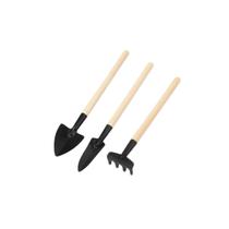 Ferramenta Jardinagem Mini Pazinha Ancinho Ferro Madeira Jardim 3un