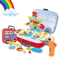 Ferramenta Maleta Criativa Quebracabeça Para Crianças Com Furadeira Elétrica Brinquedo Parafusos