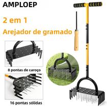 Ferramenta Manual De Perfuração De Gramado 2 Em 1 Para Serviço Pesado, 16 Pontas De Metal, 8 Plugues