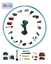 Ferramenta Multifuncional 21V Brushless Profissional 16+2 Parafusadeira com 2 Maletas Ferramenta Multifuncional 21V Brushless Profissional 16+2 Parafusadeira com 2 Maletas