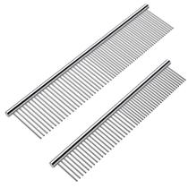 Ferramenta para cuidar de animais de estimação Cafhelp Dog Cat Comb em aço inoxidável, pacote com 2