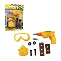 Ferramenta Parafusadeira c/ 10 Acessórios Brinquedo Faz de Conta Menino Menina Construtor Criança Pequena