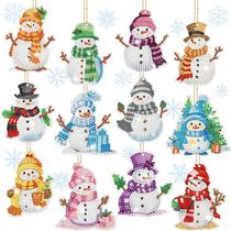 Ferraycle, 12 peças, chaveiros e ornamentos Snowman Diamond Art
