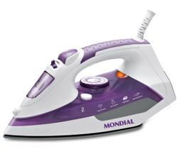 Ferro a Vapor Ceramic Express Mondial Branco e Lilás 1200W F-40