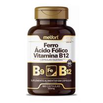 Ferro Ácido Fólico Vitamina B12 60 Capsulas 350mg Melfort Ferro Ácido Fólico Vitamina B12 60 Capsulas 350mg Melfort