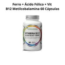 Ferro + Ácido Fólico + Vitamina B12 Metilcobalamina 100% Puro 60 Cápsulas Flora Nativa do Brasil