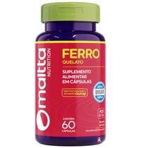 Ferro autentico quelato alto teor fe 243% idr 1 ao dia 60 cápsulas - maltta nutrition