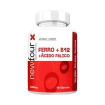 Ferro B12 + Ácido Fólico 500mg 60 cápsulas New Four Sabor:Sem sabor