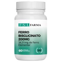 Ferro Bisglicinato 200mg (34,41mg Fe elementar) 60 Cáps