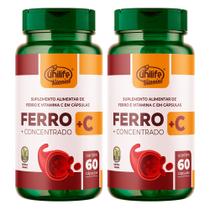 Ferro concentrado e vitamina c 60 caps vitaminas unilife kit 2