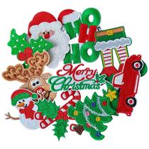 Ferro de Natal em adesivos TACVEL, conjunto bordado de 10 peças