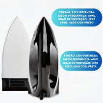 Ferro de Passar a Seco Soft Preto 1000W Base Antiaderente Ergonomico e Leve Passar Roupas Fácil e Rápido 127 ou 220V