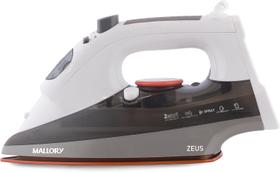 Ferro de Passar Mallory a Vapor e Seco Zeus 127v com base em Ceramica Branco / Cinza