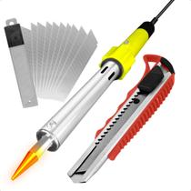 Ferro De Solda 100W 220V Elétrico + Kit Estilete 10 Laminas