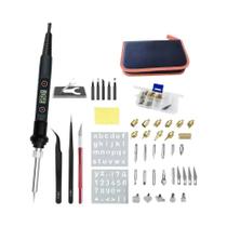 Ferro De Solda Digital Ajustável De 80W, Conjunto De Ferramentas Para Queima Em Madeira E Pirografia