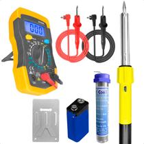 Ferro de Solda Profissional Ponta Fina 100W 127V Com Multímetro e Tubo de Solda