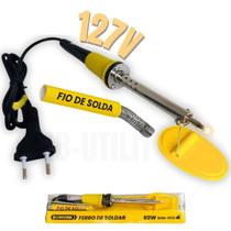 Ferro de Soldar Profissional Elétrico com Fio de Solda Estanho E Suporte 60W Potente para Soldagem