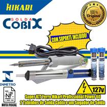 Ferro Hikari Profissional Soldador Modelo Power 60 Potência 50w 127v Kit  2 Tubinho estanho 1mm Cobix e Sugador de Solda