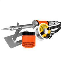 Ferro Para Solda 60w 220v Com Suporte + Estanho Para Carretel 30g + Pasta Solda 110g Ferro Para Solda 60w 220v Com Suporte + Estanho Para Carretel 30g + Pasta Solda 110g