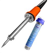 Ferro Para Solda Elétrico 30w Ponta Fina 220v Com Estanho 1mm 22g Kit