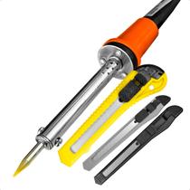 Ferro Para Solda Ponta Fina Tipo Lápis 60W 220V Elétrico 3 Estilete Profissional 18mm Ferro Para Solda Ponta Fina Tipo Lápis 60W 220V Elétrico 3 Estilete Profissional 18mm