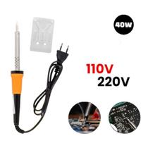 Ferro para Soldar 40w 127v ou 220v Profissional Inmetro com Suporte - EDA Ferro para Soldar 40w 127v ou 220v Profissional Inmetro com Suporte - EDA