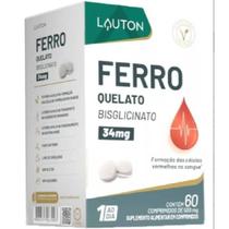 Ferro Quelato 34mg Lauton Vegano Sem Glúten 60 Comp Vitamina com ferro de alta absorção sem glúten