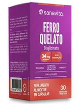 Ferro Quelato Cada Cápsula Contém 34 mg com 30 cápsulas Vegetais-Sanavita Ferro Quelato Cada Cápsula Contém 34 mg com 30 cápsulas Vegetais-Sanavita
