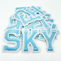 Ferro sobre letras Jongdari, 52 peças, adesivos alfabéticos, azul celeste Ferro sobre letras Jongdari, 52 peças, adesivos alfabéticos, azul celeste