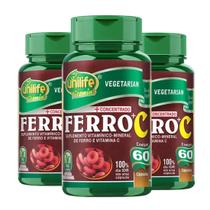Ferro + vitamina C 60 cápsulas de 500mg Kit com 3 Ferro + vitamina C 60 cápsulas de 500mg Kit com 3