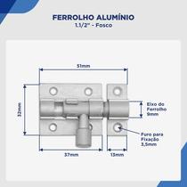 Ferrolho de alumínio 1.1/2 polegadas kit 2 peças trinco para porta, abrigo, banheiro