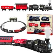 Ferrorama de Brinquedo Trem Elétrico Infantil Trenzinho Locomotiva Luz e 14 Trilhos