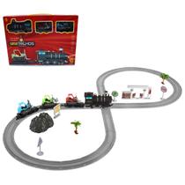 Ferrorama Pista Completo 45 Peças para Montar de 3 Metros Trem com Luz nos Faróis Brinquedo Infantil