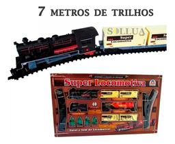Ferrorama Super Locomotiva 8003 Com Farol E Luz 40 Peças Braskit 7 Metros de Trilhos