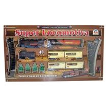 Ferrorama Super Locomotiva Com Farol E Luz 40 Peças Braskit