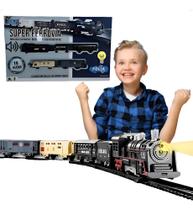 Ferrorama Trem Com Luz 19 Pcs Trenzinho Presente Menino Luxo