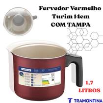 Fervedor Antiaderente Tramontina Starflon Max 1,7L Vermelho 14cm com Tampa Turim Fervedor Antiaderente Tramontina Starflon Max 1,7L Vermelho 14cm com Tampa Turim