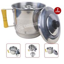 Fervedor de leite inderramavel ferve 2 litros alça madeira aluminio
