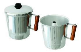 Fervedor De Leite Polido Com Cabo De Madeira Nº 18 - 4 Litros - MZ Fervedor De Leite Polido Com Cabo De Madeira Nº 18 - 4 Litros - MZ