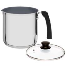 Fervedor Inox Tramontina Solar 14cm com Tampa e Revestimento Cerâmico Fundo Triplo e Cabo Silicone Fervedor Inox Tramontina Solar 14cm com Tampa e Revestimento Cerâmico Fundo Triplo e Cabo Silicone