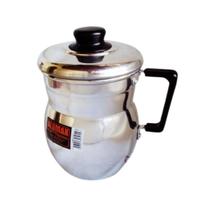 Fervedor Leiteira Jarra de Aluminio com Tampa Bojuda Cafe Cha Leite 2700ml Caneco Grande 2,7 Litros Canecão JSD