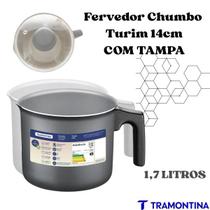Fervedor Tramontina Turim Alumínio 1,7L Starflon Max Chumbo 14cm com Tampa Fervedor Tramontina Turim Alumínio 1,7L Starflon Max Chumbo 14cm com Tampa