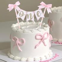 Festa de aniversário Cake Topper AOQURE Pink Bow Ribbon