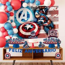 Festa de Aniversário Capitão América Kit Com 39 Peças Festa de Aniversário Capitão América Kit Com 39 Peças