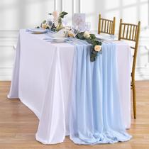 Festa de casamento Table Runner QueenDream Blue Chiffon de 3 m de comprimento