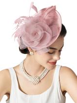 Festa de chá Fascinators SWEETV Flower Sinamay para mulheres rosa