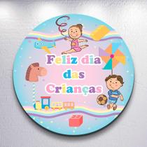Festa Infantil Decoração Dia Das Crianças Painel Capa Sublimada Redondo Tamanhos Mini e Grande