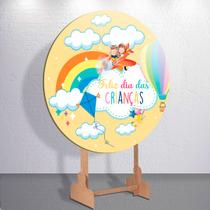 Festa Infantil Decoração Dia Das Crianças Painel Capa Sublimada Redondo Tamanhos Mini e Grande