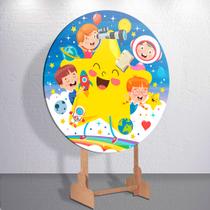 Festa Infantil Decoração Dia Das Crianças Painel Capa Sublimada Redondo Tamanhos Mini e Grande